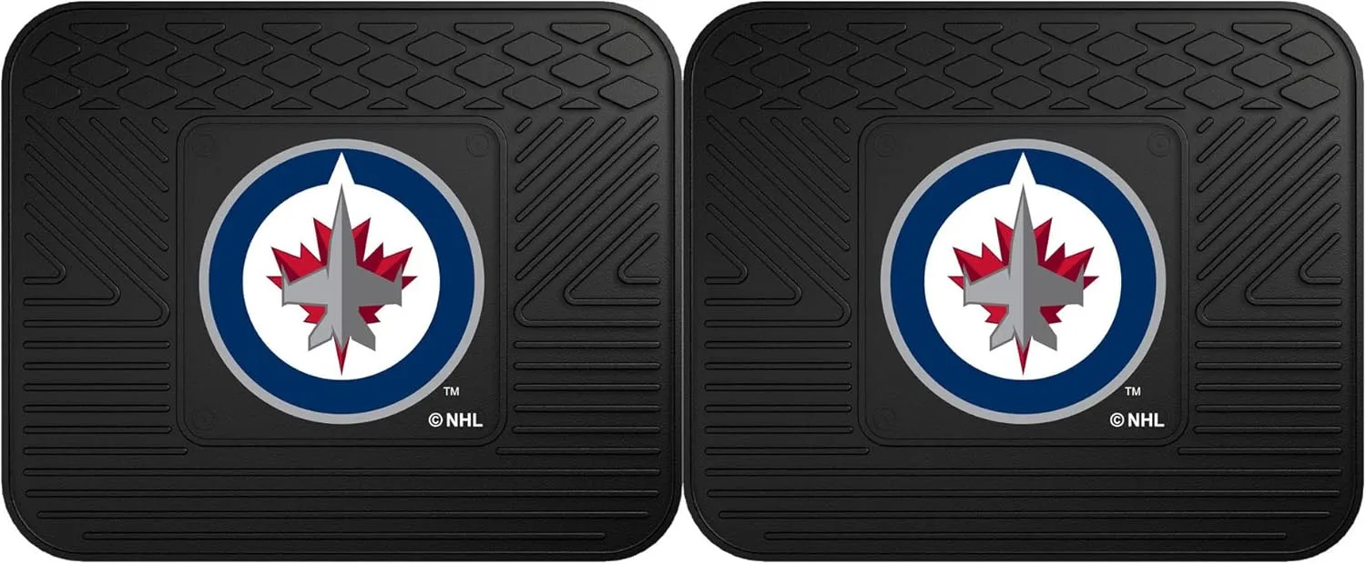 FANMATS 12409 NHL Winnipeg Jets Back Row Utility Car Mats - 2 Piece Set, 14in. x 17in., All Weather Protection, Universal Fit, Deep Resevoir Design, Molded Team Logo