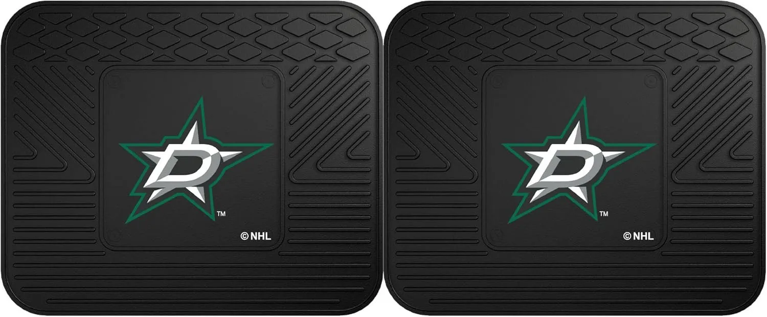 FANMATS 12420 NHL Dallas Stars Back Row Utility Car Mats - 2 Piece Set, 14in. x 17in., All Weather Protection, Universal Fit, Deep Resevoir Design, Molded Team Logo