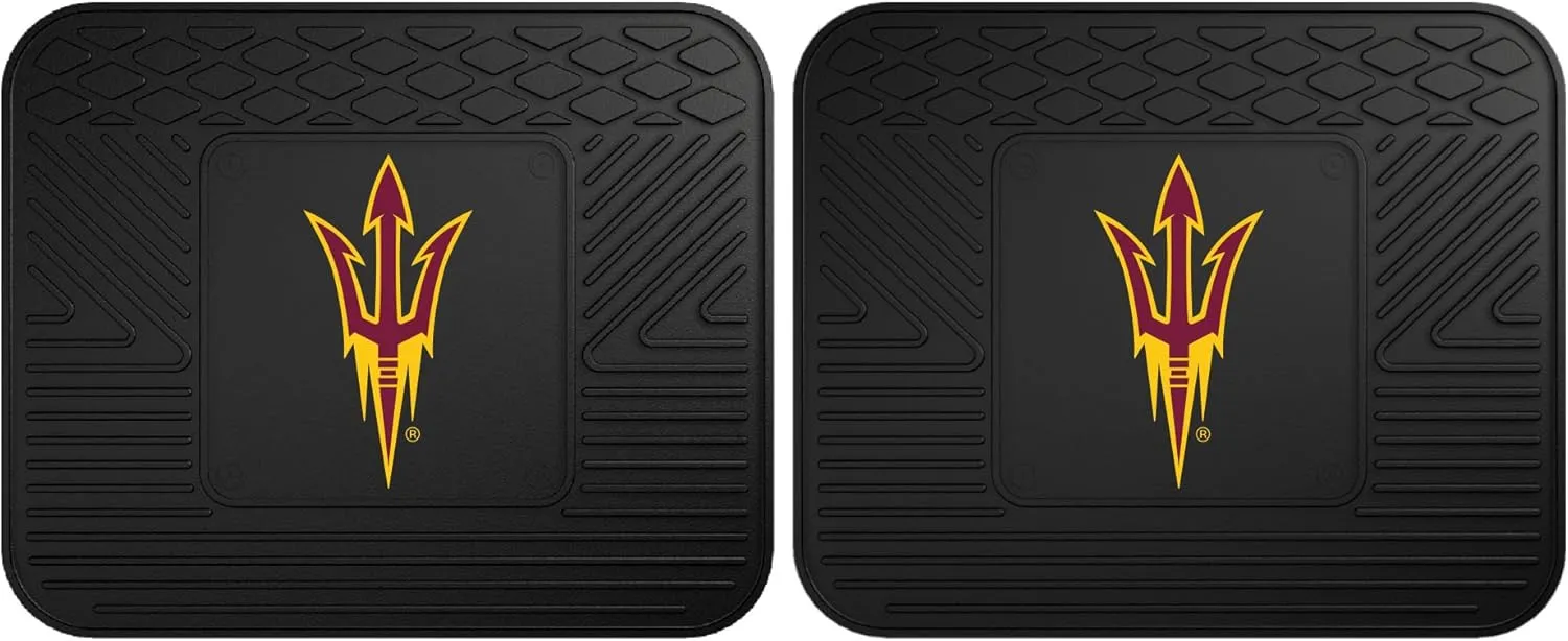 FANMATS 13214 NCAA Arizona State Sun Devils Back Row Utility Car Mats - 2 Piece Set, 14in. x 17in., All Weather Protection, Universal Fit, Deep Resevoir Design, Molded Team Logo
