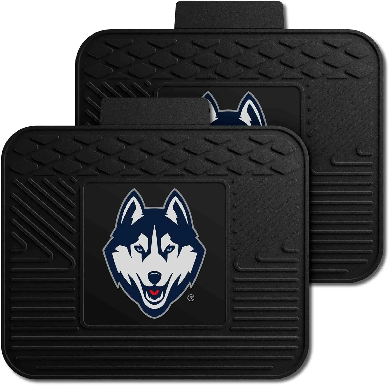 FANMATS 13265 NCAA UConn Huskies Back Row Utility Car Mats - 2 Piece Set, 14in. x 17in., All Weather Protection, Universal Fit, Deep Resevoir Design, Molded Team Logo