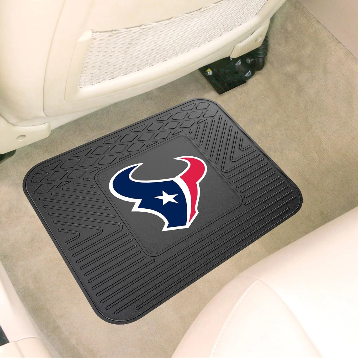 FANMATS 9968 Houston Texans Back Row Utility Car Mat - 1 Piece - 14in. x 17in., All Weather Protection, Universal Fit, Molded Team Logo