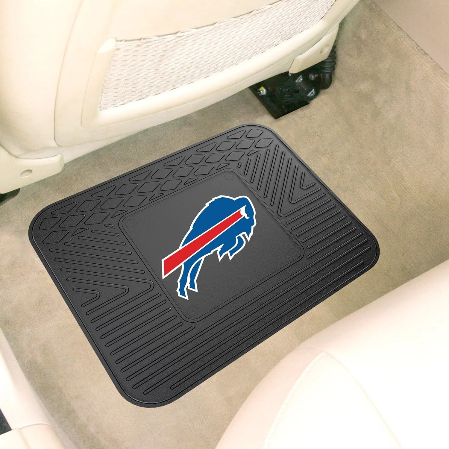 FANMATS 9980 Buffalo Bills Back Row Utility Car Mat - 1 Piece - 14in. x 17in., All Weather Protection, Universal Fit, Molded Team Logo