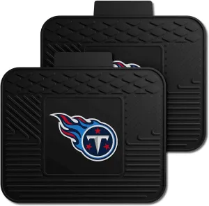 FANMATS NFL - Tennessee Titans 2 Rear Seat Utility Mats | Black | 14"x17" | Flaming T Primary Logo