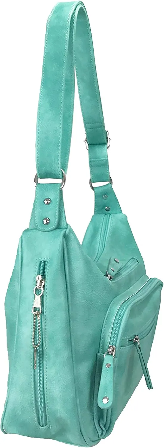 Fashion Locking Concealed Carry Big Hobo Bag CCW Cross Body Bag with Credit Card Slots