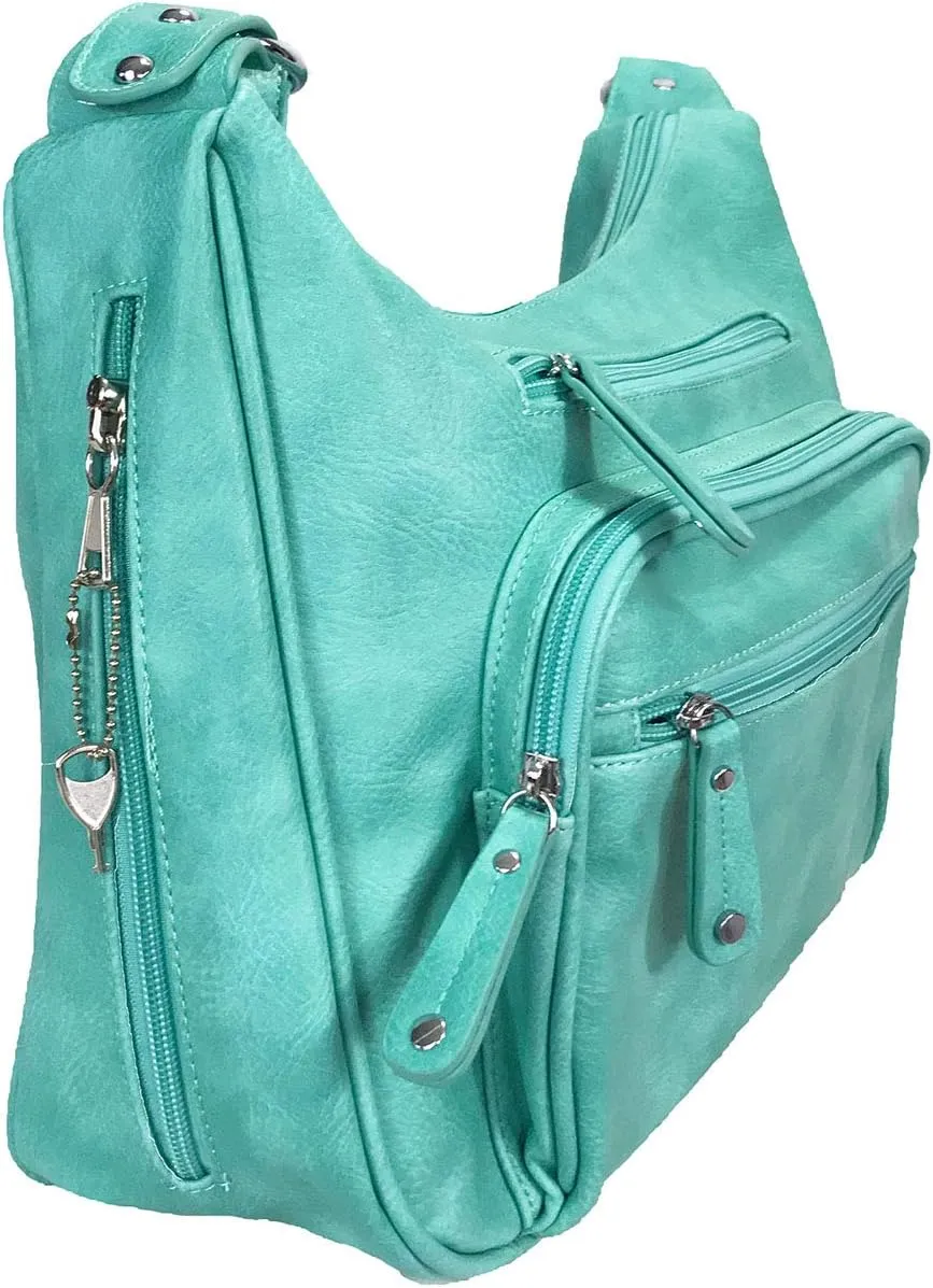 Fashion Locking Concealed Carry Big Hobo Bag CCW Cross Body Bag with Credit Card Slots