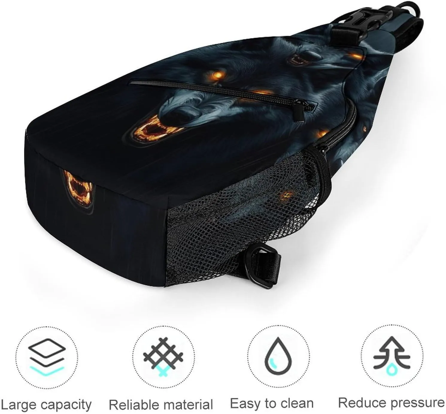 Fashion Sling Shoulder Backpack, Bag, Dark Storm Rain Halloween Animals Wolf Wolves Chest Sling Shoulder Backpacks Bags, Gym Bags Sack Daypack Outdoor Backpack for Men Women