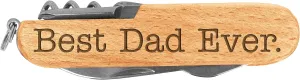Fathers Day Gift for Dad Best Dad Ever Laser Engraved Wood 6 Function Multitool Pocket Knife