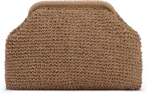 Fecialy Straw Clutch Purses for Women Woven Dumpling Handbag Summer Beach Clutch Wicker Raffia Crossbody Purses