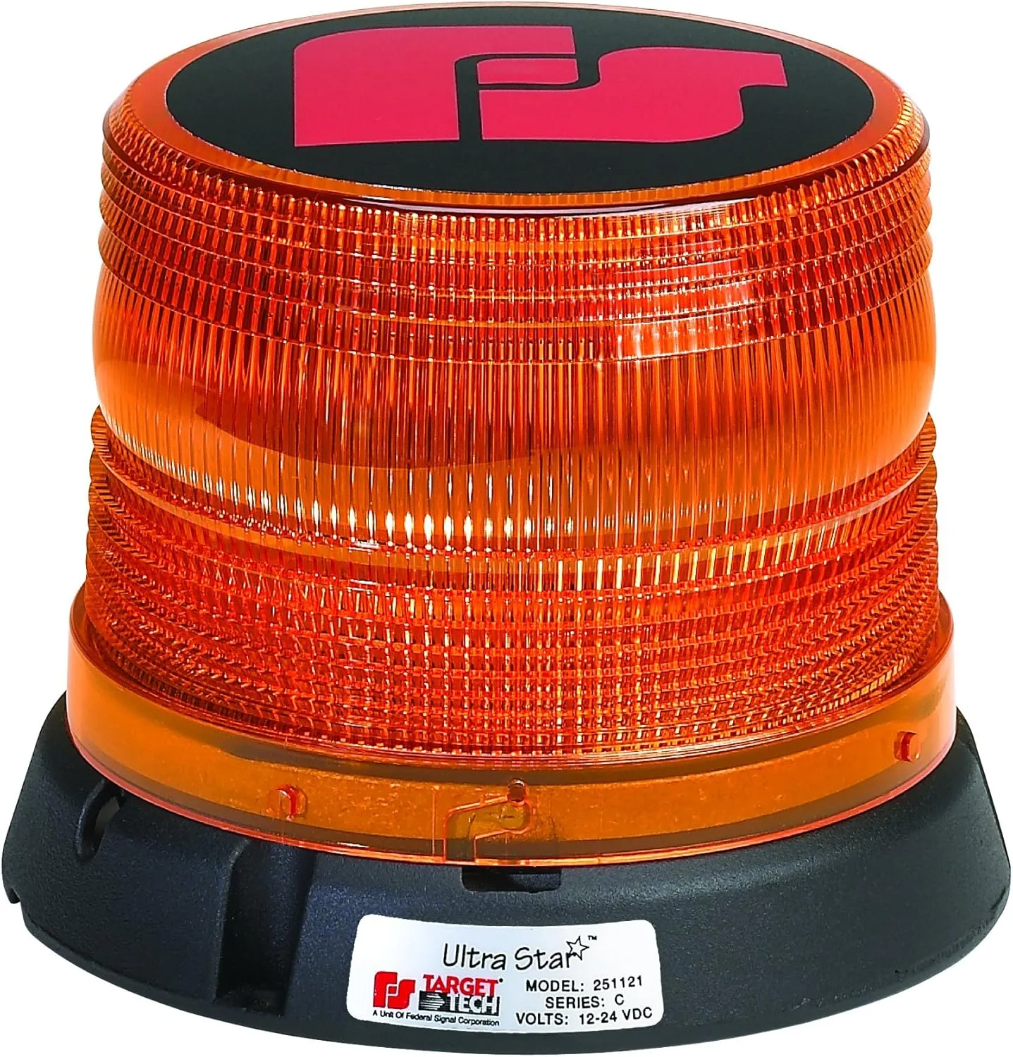 Federal Signal 251121-02 UltraStar US5 Strobe Beacon, Class 2, Permanent/1" Pipe Mount with Short, Amber Dome