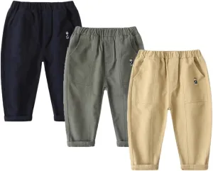 Feidoog Toddler Baby Boys 2/3 Pack Sweatpants Solid Cotton Elastic Waist Trousers Active Jogger Pants