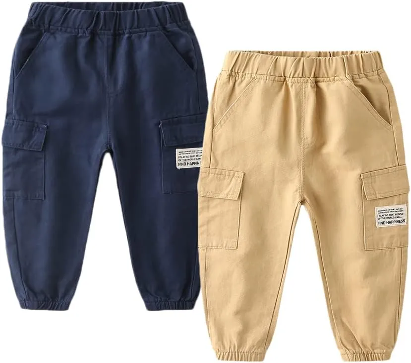Feidoog Toddler Baby Boys 2/3 Pack Sweatpants Solid Cotton Elastic Waist Trousers Active Jogger Pants