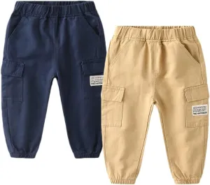 Feidoog Toddler Baby Boys 2/3 Pack Sweatpants Solid Cotton Elastic Waist Trousers Active Jogger Pants