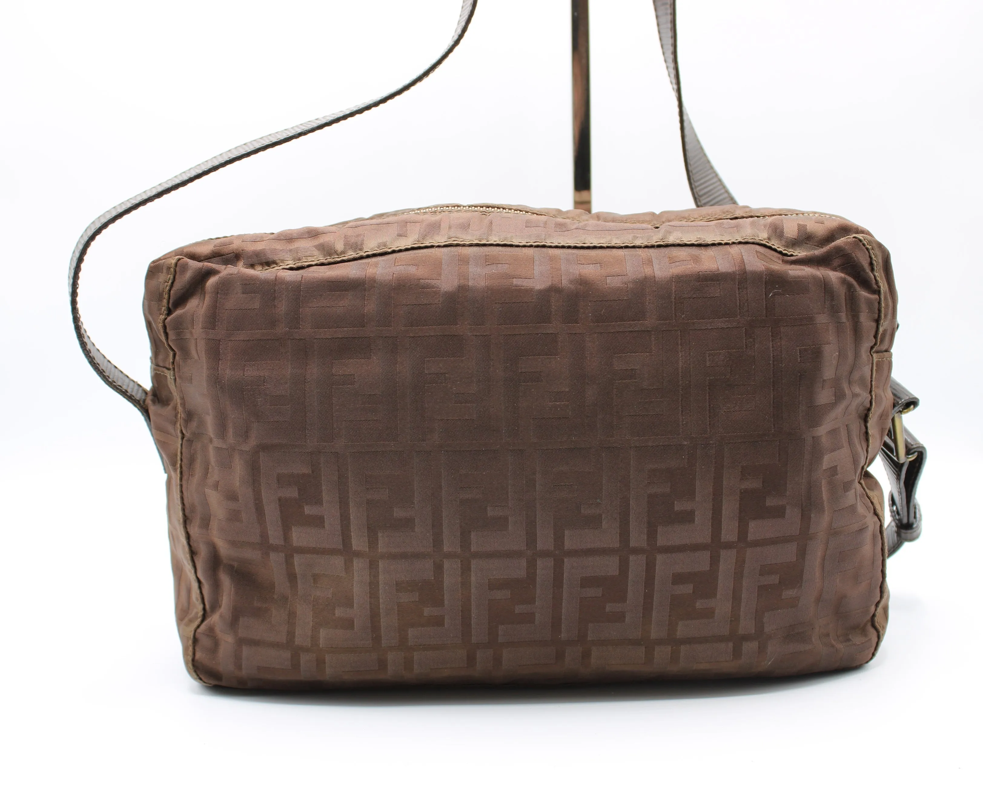 Fendi Messenger Bag Zucca FF Leather Flap Vintage