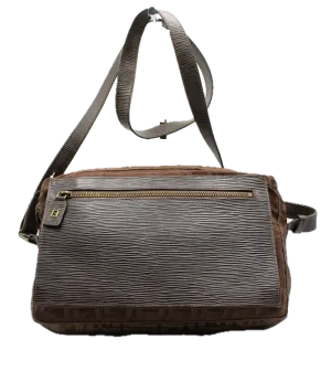 Fendi Messenger Bag Zucca FF Leather Flap Vintage