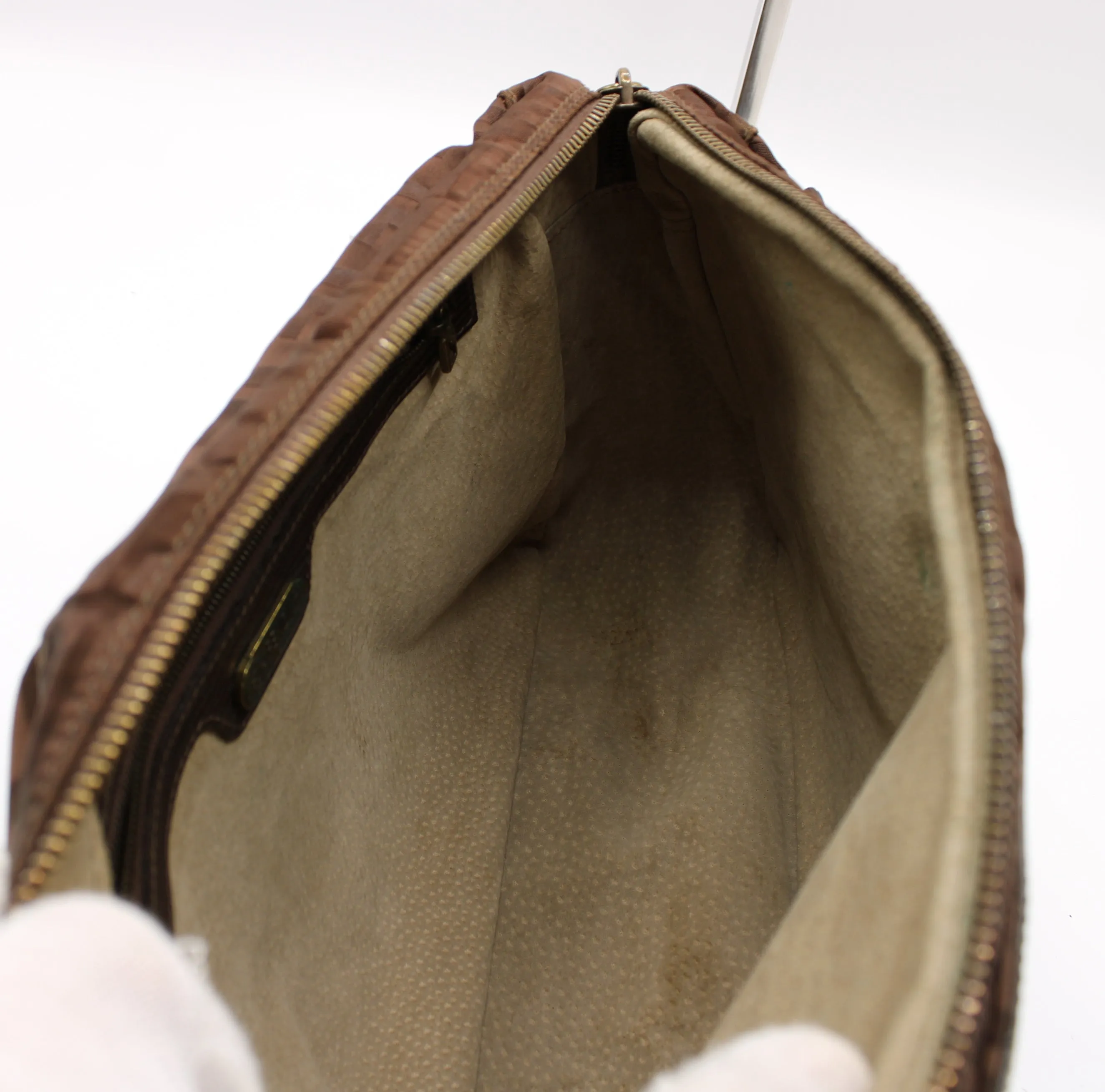 Fendi Messenger Bag Zucca FF Leather Flap Vintage