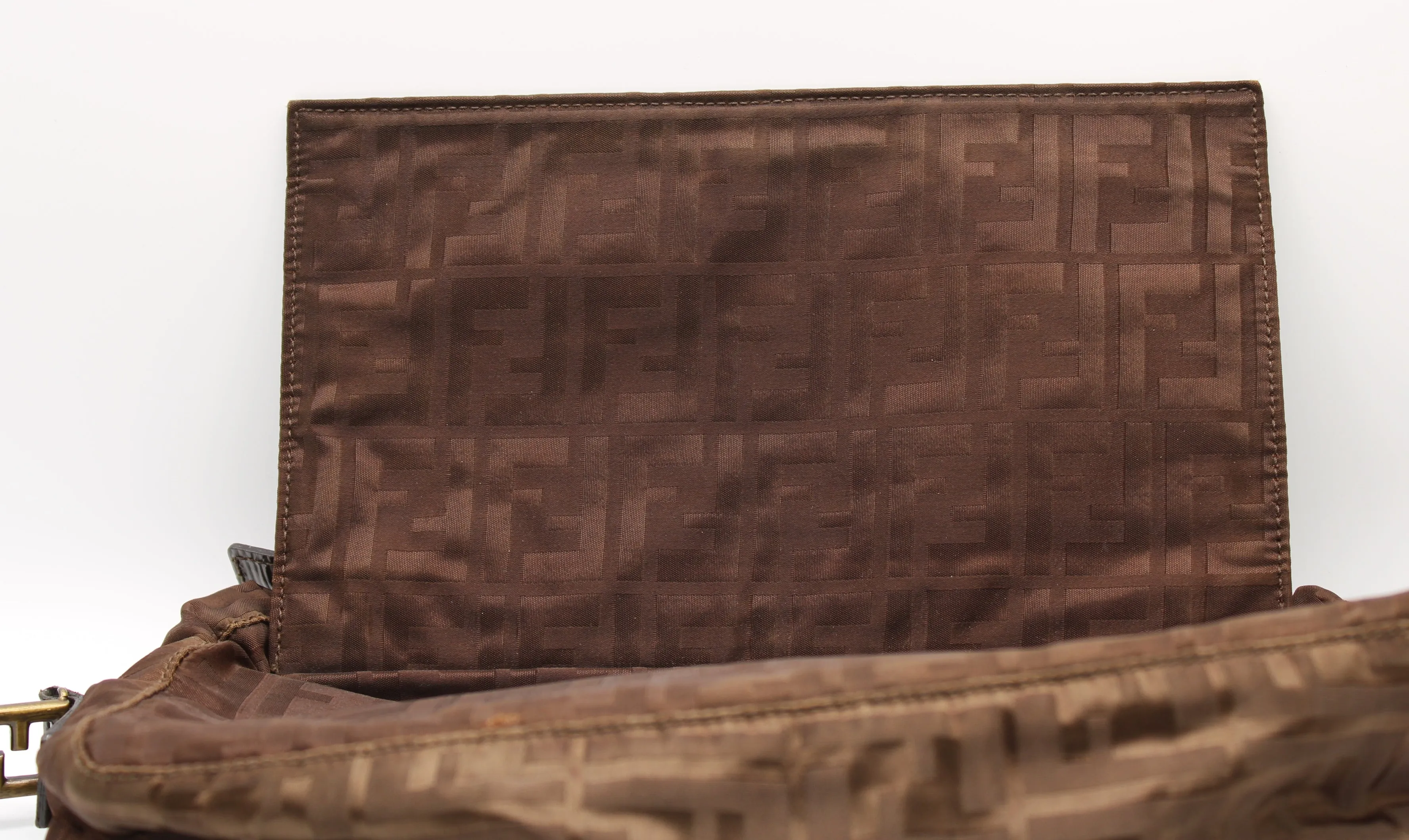 Fendi Messenger Bag Zucca FF Leather Flap Vintage