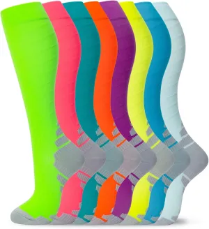 fenglaoda 8 Pairs Compression Socks for Men & Women 20-30 mmHg Knee High Nurse Pregnant Running Medical and Travel Athletic