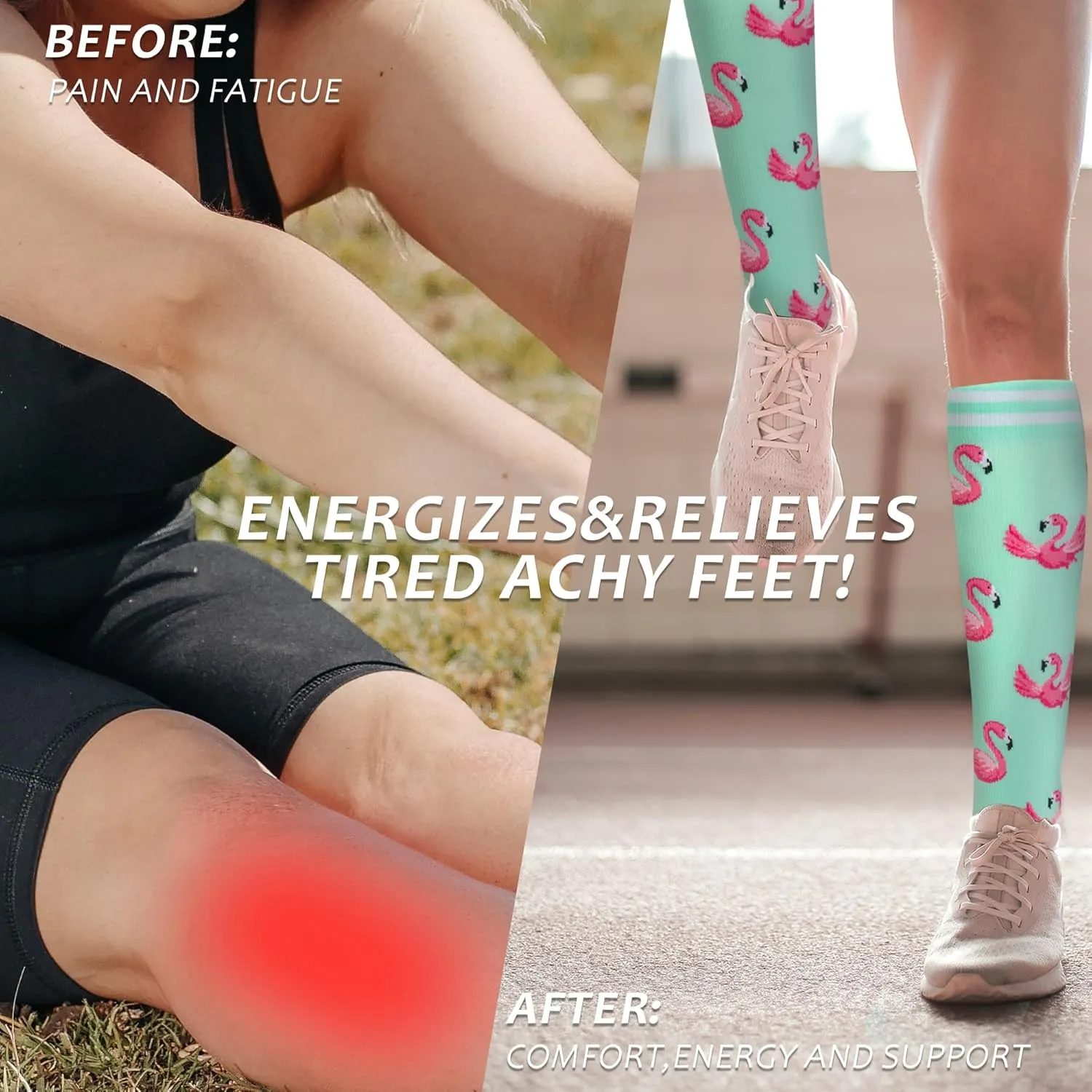 fenglaoda Compression Socks for Women Men Support Circulation 6 Pairs Socks For Nurse, Travel, Flight