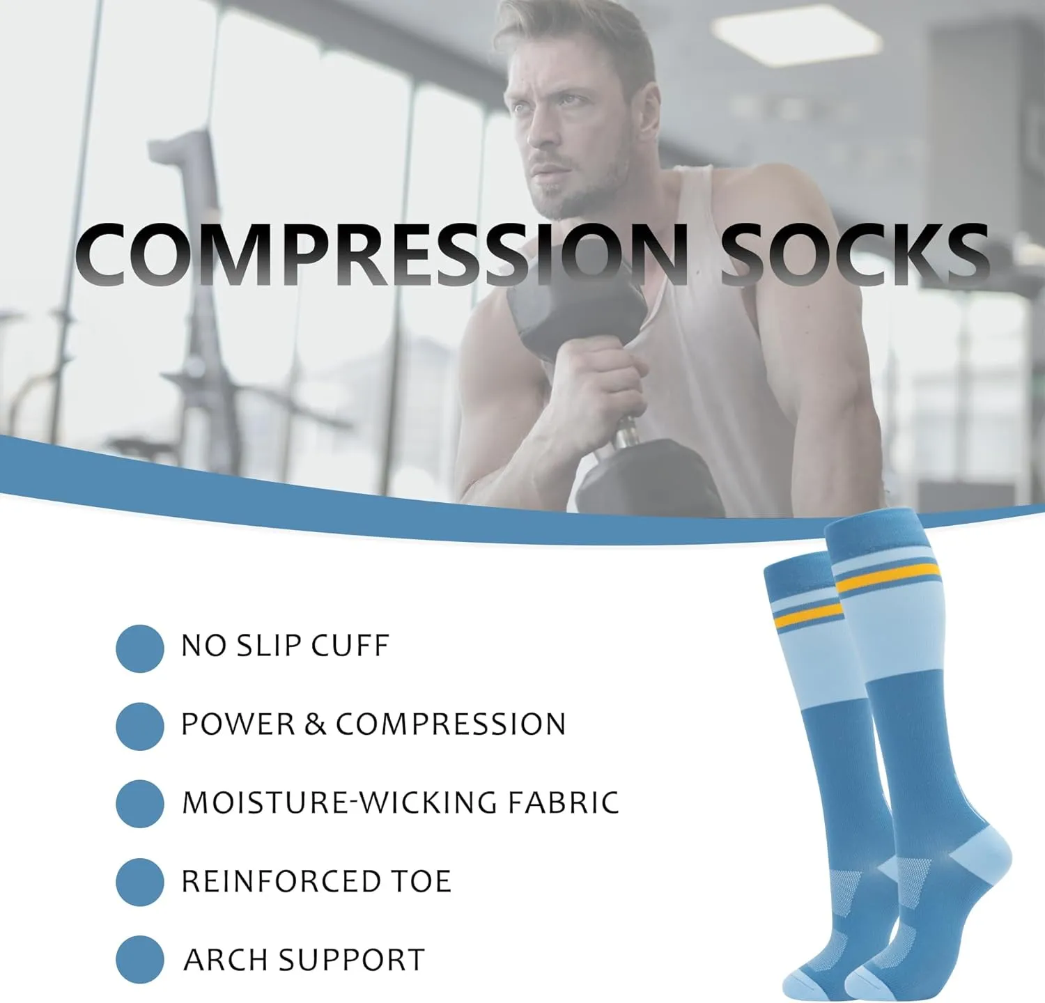 fenglaoda Compression Socks for Women Men Support Circulation 6 Pairs Socks For Nurse, Travel, Flight