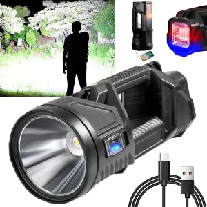FETNHU New German 1000000 lumens Waterproof Spot Lights Handheld Large searchlight, Asaruley Light, Spot Lights Outdoor Handheld, Rechargeable Solar Tactical Flashlight (M)