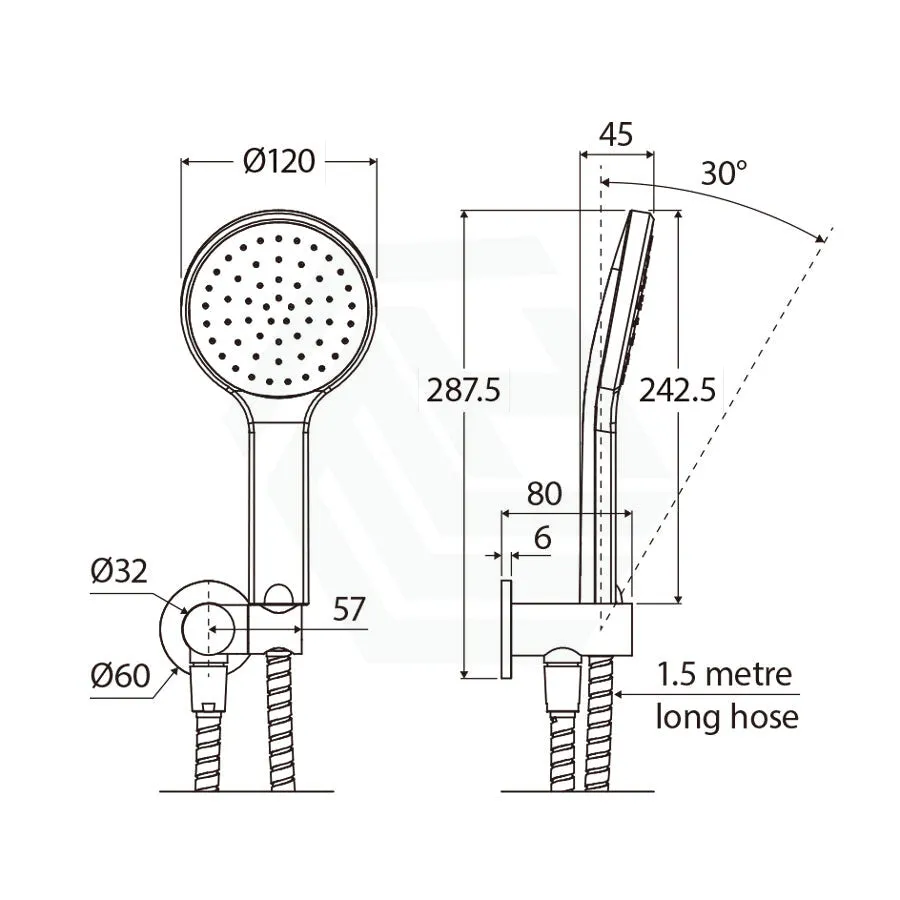 Fienza Kaya Matt Black Hand Shower with Round Plate