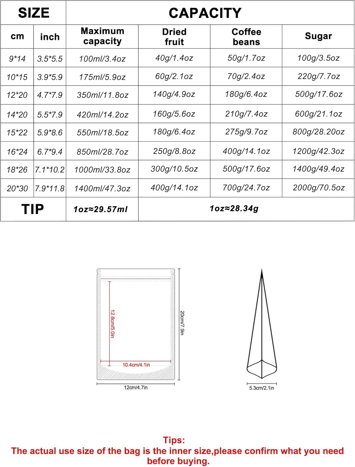 FireKylin 100 PCS Stand Up Pouches,4.7" x 7.9" Kraft Bags With Window Clear Front Pouches Resealable Zip Lock Food Storage White