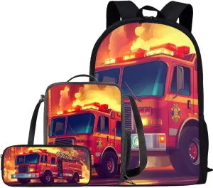 FKELYI 3pcs/set Kids School Bags Shoulder Backpack for Girls Boys Primary Schoolbags with Thermal Lunch Box Pencil Holder