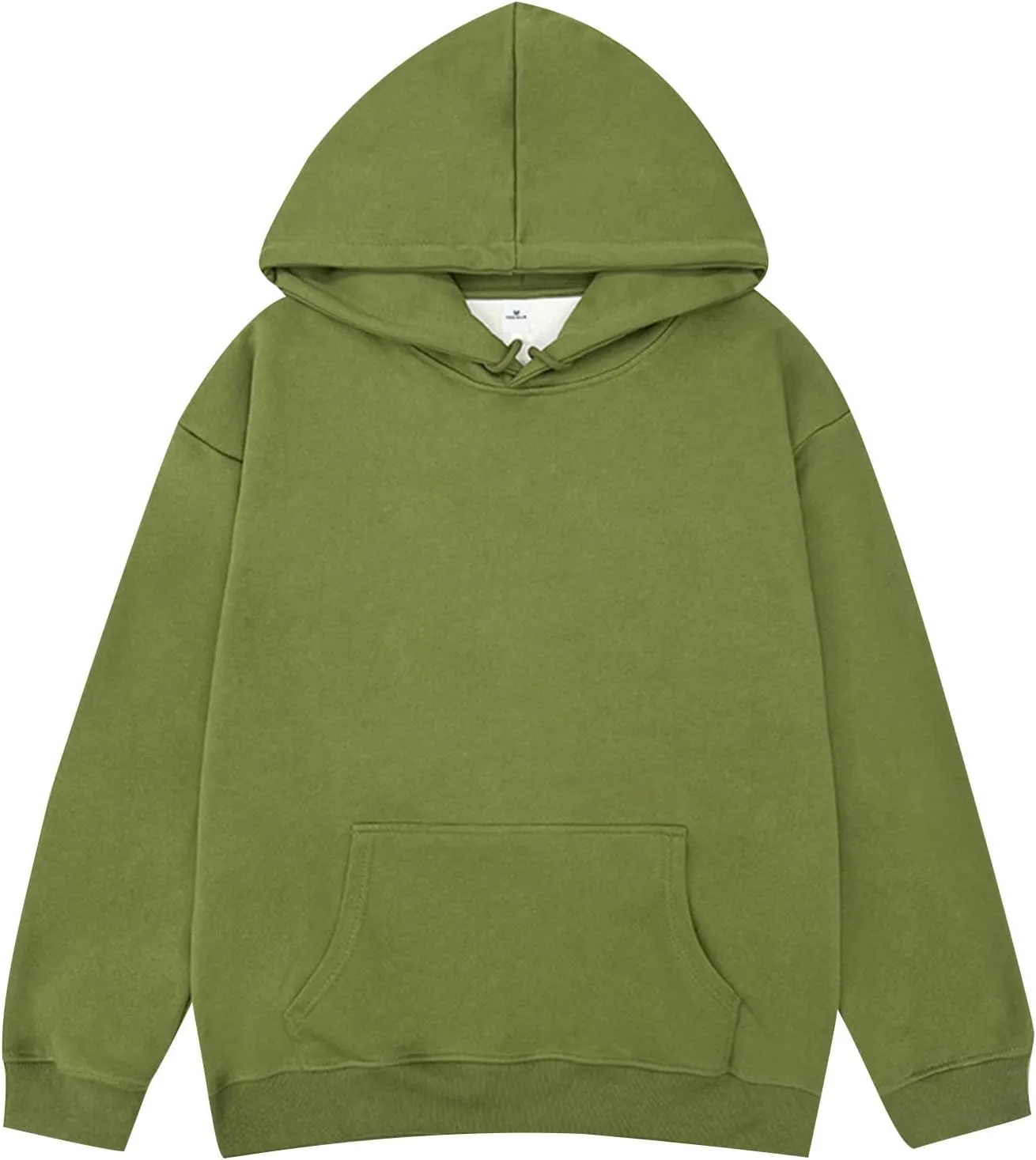 Fleece Hoodie for Men Fleece Lined Drawstring Long Sleeve Pullover Tops Basic Solid Hooded Sweatshirt With Pocket