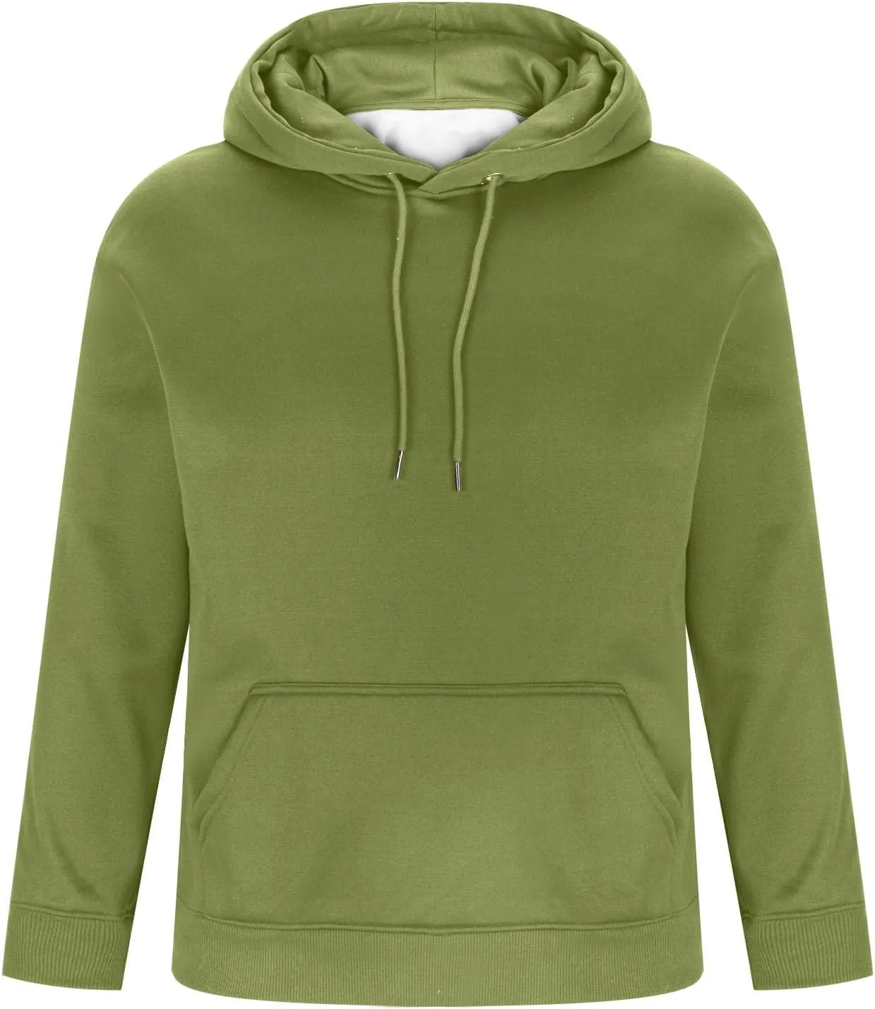 Fleece Hoodie for Men Fleece Lined Drawstring Long Sleeve Pullover Tops Basic Solid Hooded Sweatshirt With Pocket