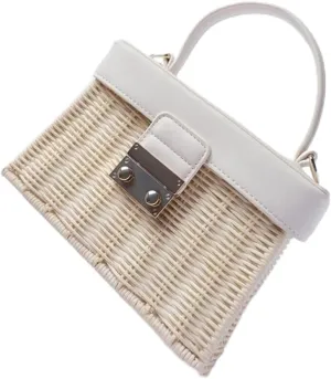 Flip Vintage Handbag Woven Crossbody Bags Casual Portable for Women Basket Rattan Bag Box