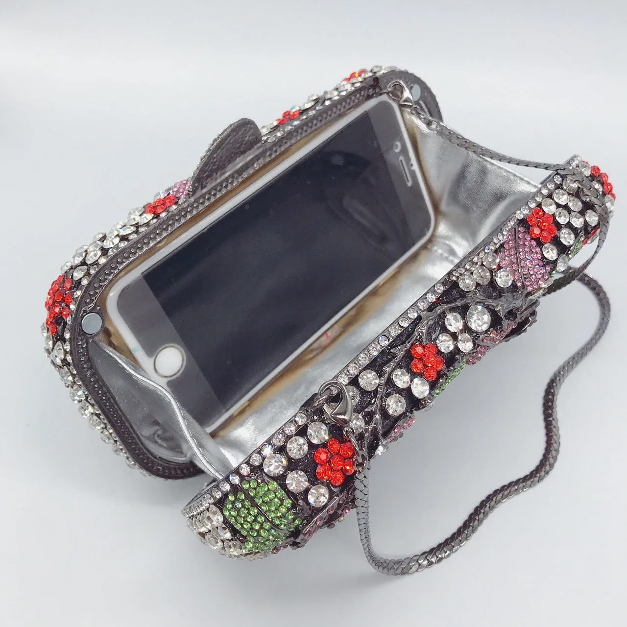 Floral Crystal Clutch Purse for Wedding Guest
