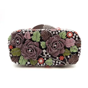 Floral Crystal Clutch Purse for Wedding Guest