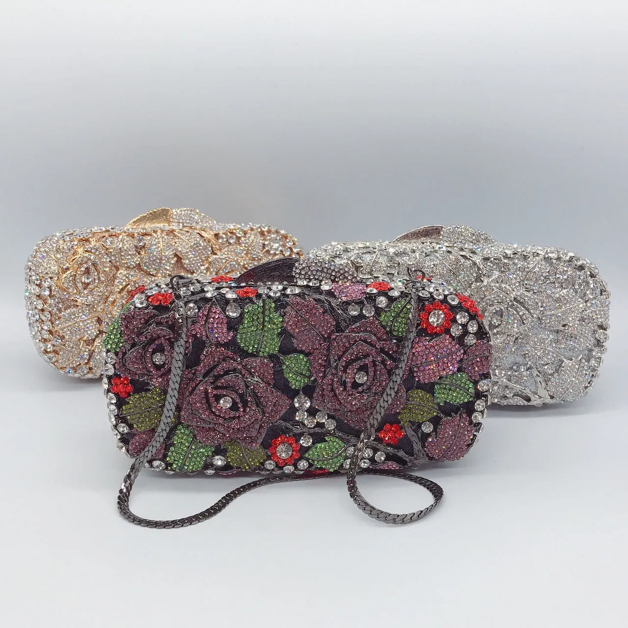 Floral Crystal Clutch Purse for Wedding Guest