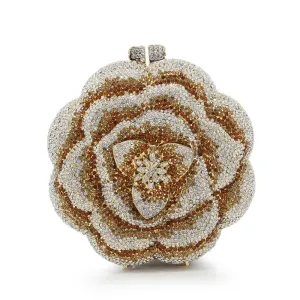 Flower Luxury Rhinestone Clutch Purse for Wedding