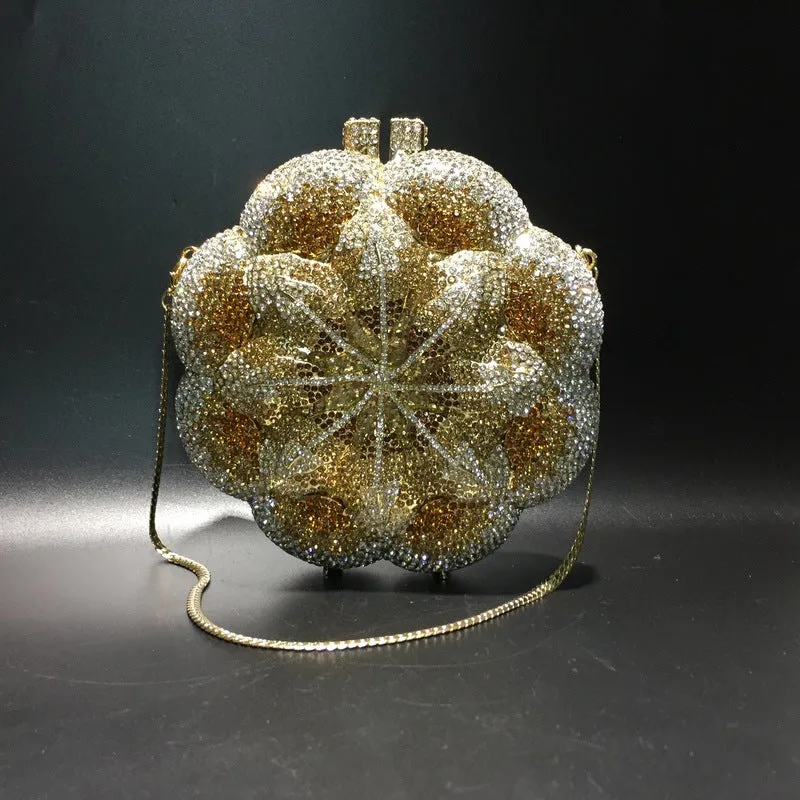 Flower Luxury Rhinestone Clutch Purse for Wedding