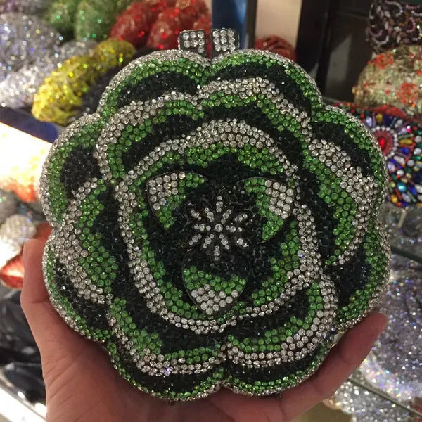 Flower Luxury Rhinestone Clutch Purse for Wedding