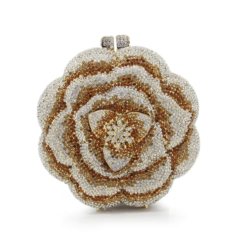 Flower Luxury Rhinestone Clutch Purse for Wedding