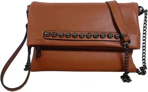Fold-Over Women Clutch Purse Beaded PU Leather Chain Crossbody Bag Female Envelope Evening Bags (Black)