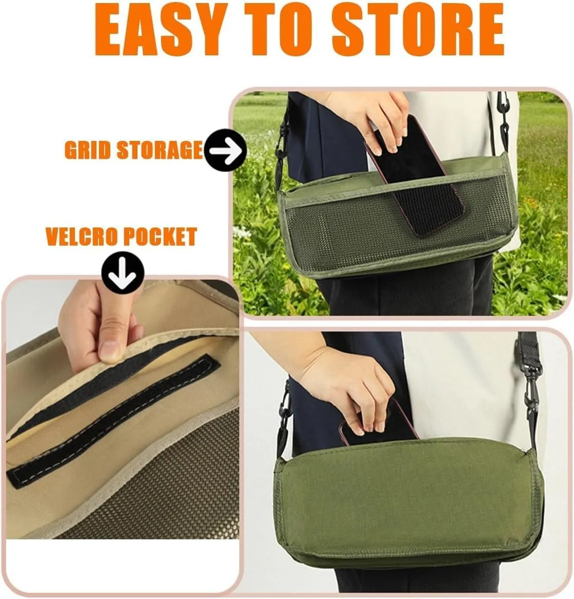 Foldable Backpack Stool,Mini Camping Collapsible Stool,Small Foldable Fishing Chair,Lightweight Outdoor Seat with Adjustable Strap,Portable Camping Stools & Collapsible Chair (Green, Large)