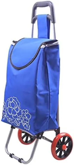 Foldable Grocery Shopping Cart - Food Organizer Trolley Bag On Wheels Bags, Buy Vegetables Shopping Bags, Shopping Trolley is Made of Aluminum and Polyester (Color : Biue)