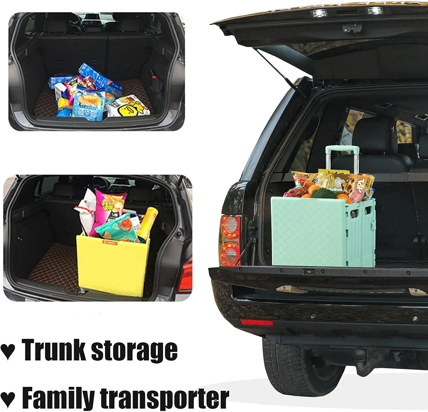Folding Boot Cart Portable Stair Climbing Trolley, Folding Crate with Magnetic Lid, Heavy-Duty Vehicles, Travel, Shopping, Utility Vehicles