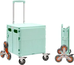 Folding Boot Cart Portable Stair Climbing Trolley, Folding Crate with Magnetic Lid, Heavy-Duty Vehicles, Travel, Shopping, Utility Vehicles