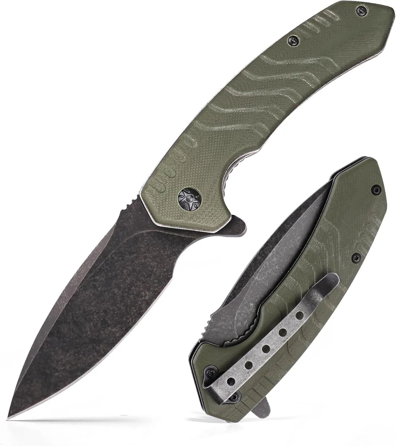 Folding Pocket Knife, 3.3 Inch D2 Steel Blade G10 Handle Small EDC Knife with Liner Lock, Pocket Clip for Men Women, Perfect Tool for Camping Hunting Survival