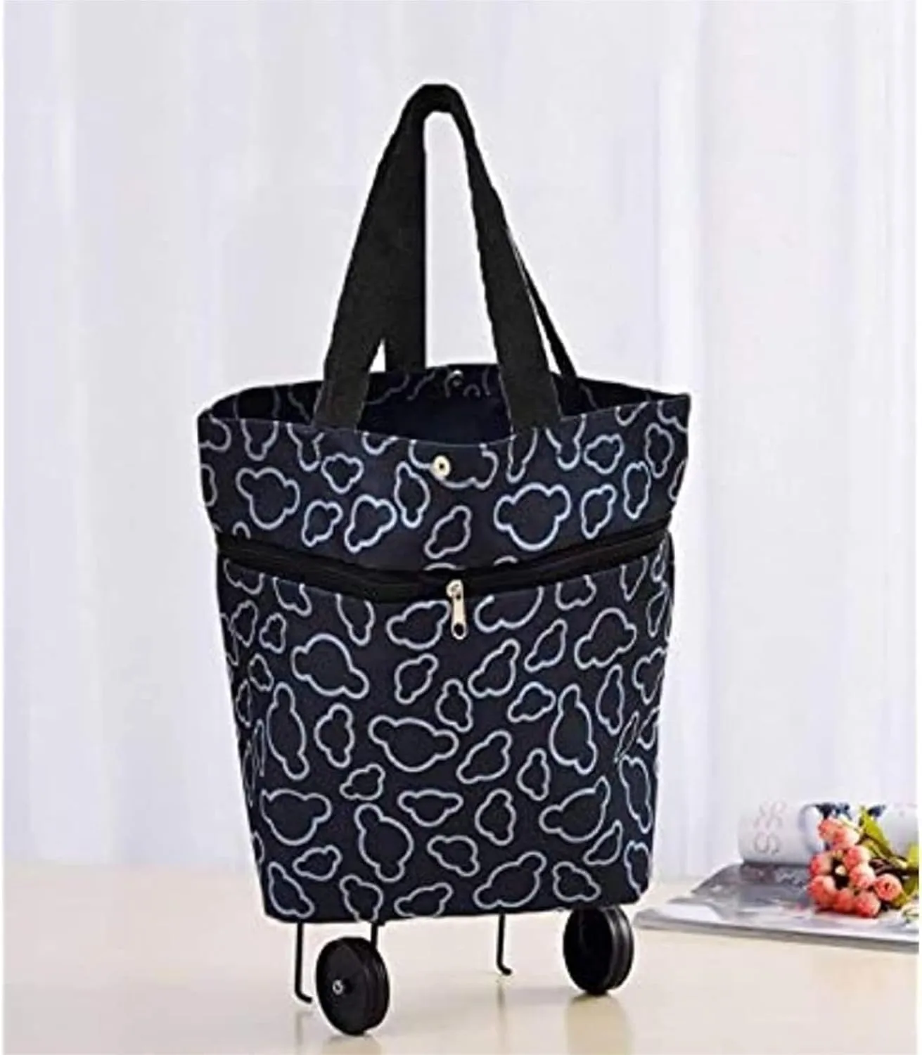 Folding Shopping Cart, Trolley Shopping Trolley Replacement Bag with 2 Wheels Foldable Reusable Shopping Bag Luggage Bag Stair Cart Grocery Utility Carts(Yellow)