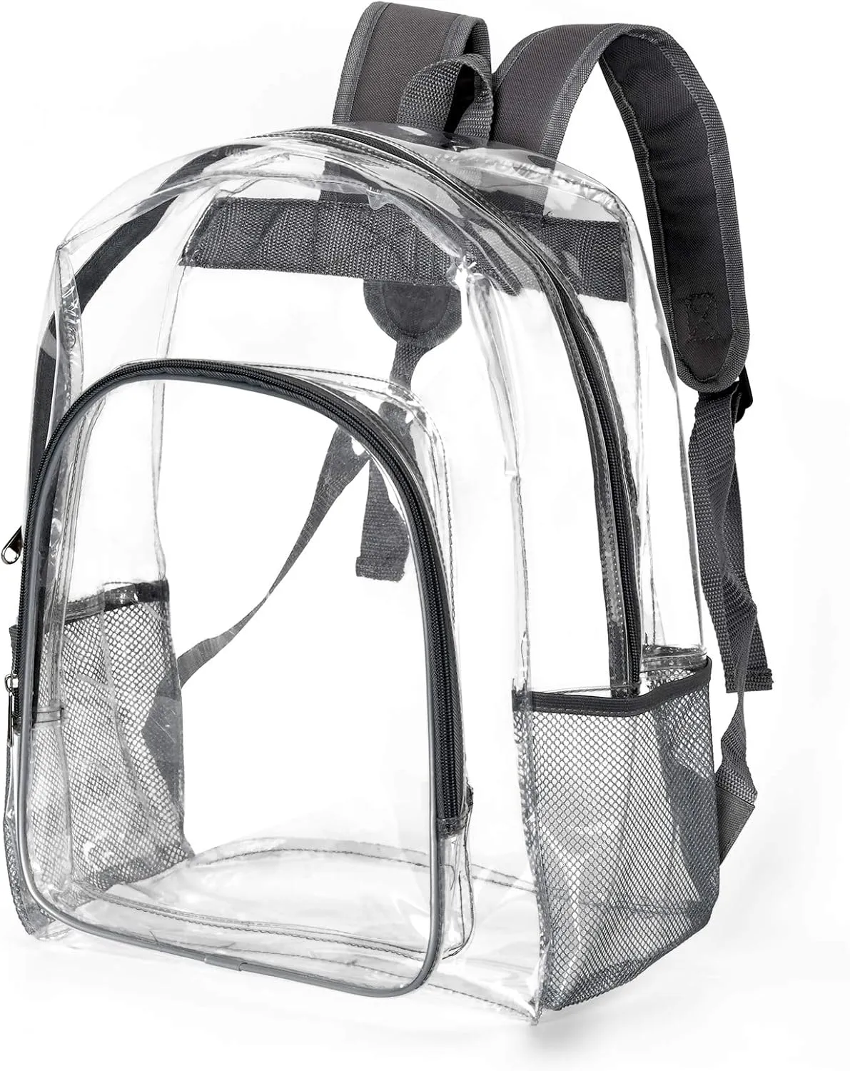 Fomaris Clear Backpack Heavy Duty See Through Plastic Clear Backpacks for Warehouse School Work Travel College (Gray)