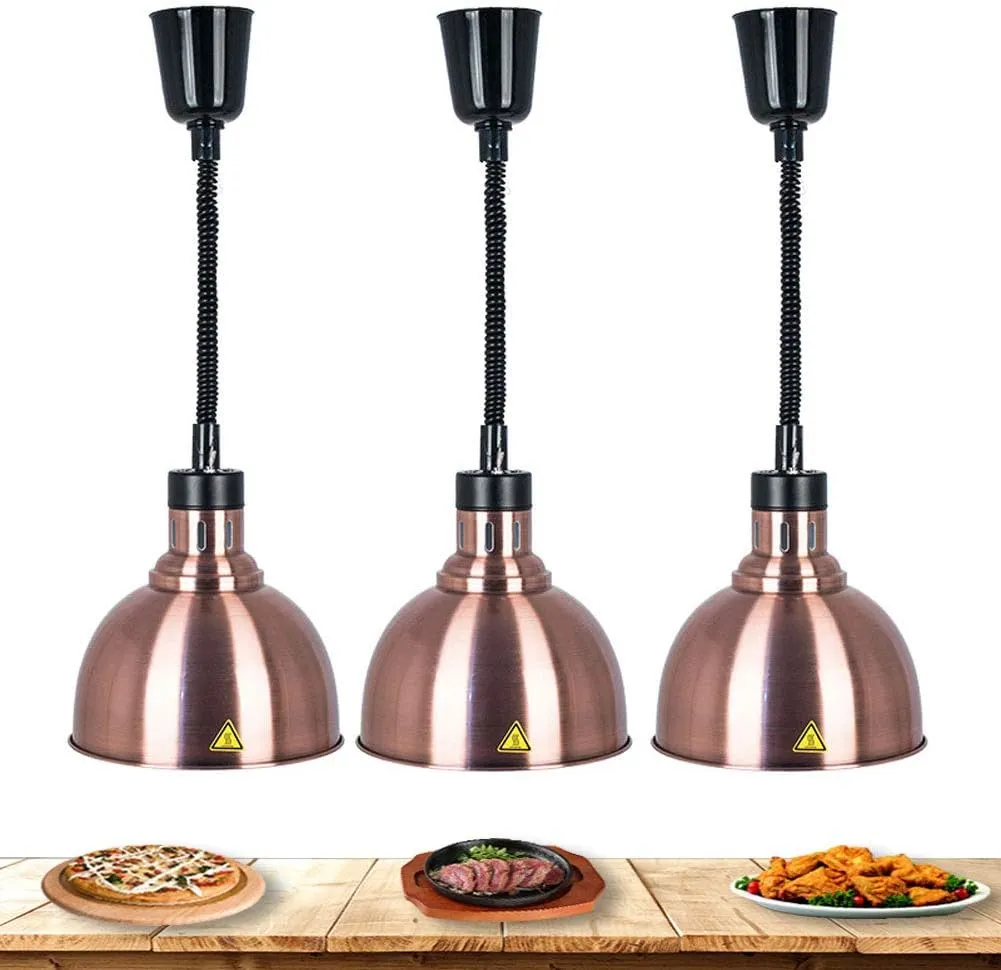 Food Heat Lamp, 220V 250W Warmer Lamp Hose Retractable for Restaurant Supplies, High Power Commercial Kitchen Equipment Hotel Warmers