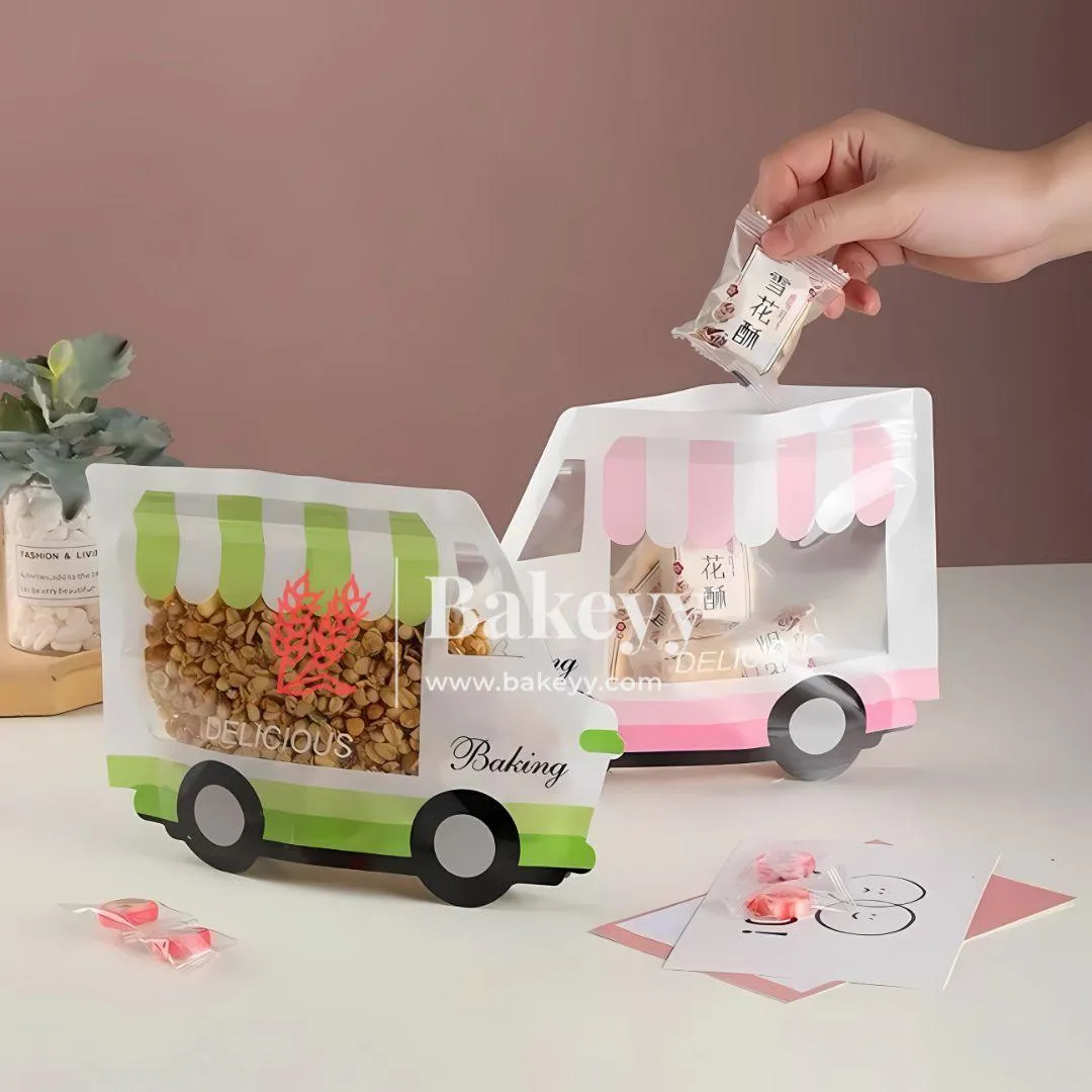 Food Truck Shaped Stand Up Pouch with Zip Lock|  Cute & Reusable |Packaging for Snacks and Treats |Pack Of 50