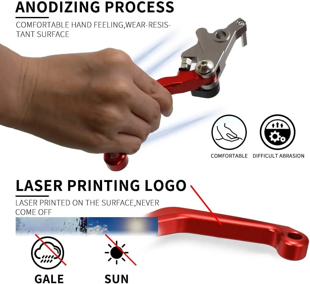 for BETA RR RS 4T 2012 2013 2014 2015 2016 2017 2018 Motocross Dirt Bike CNC Aluminum Brake Clutch Levers Foldable Lever Motorcycle Pivot Lever Motorcycle Hand Levers(Red)