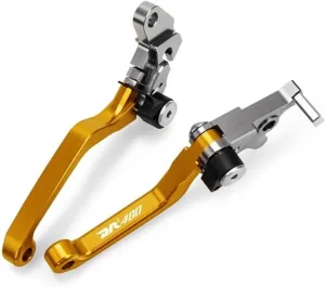 for Suzuki DRZ400 2000-2017 2016 2015 Motocross Dirt Bike CNC Aluminum Brake Clutch Levers Foldable Lever Motorcycle Pivot Lever Lever Handle(Gold)