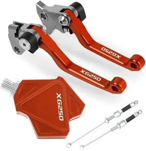 for Yama&ha XG250 Tricker 2004-2010 2009 Motocross Foldable Brake Clutch Levers Easy Pull Cable System Stunt Clutch Lever CNC Accessories Lever Handle(Orange)